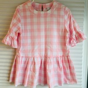 La Roque beautiful pink check peplum top! This has been worn one time.